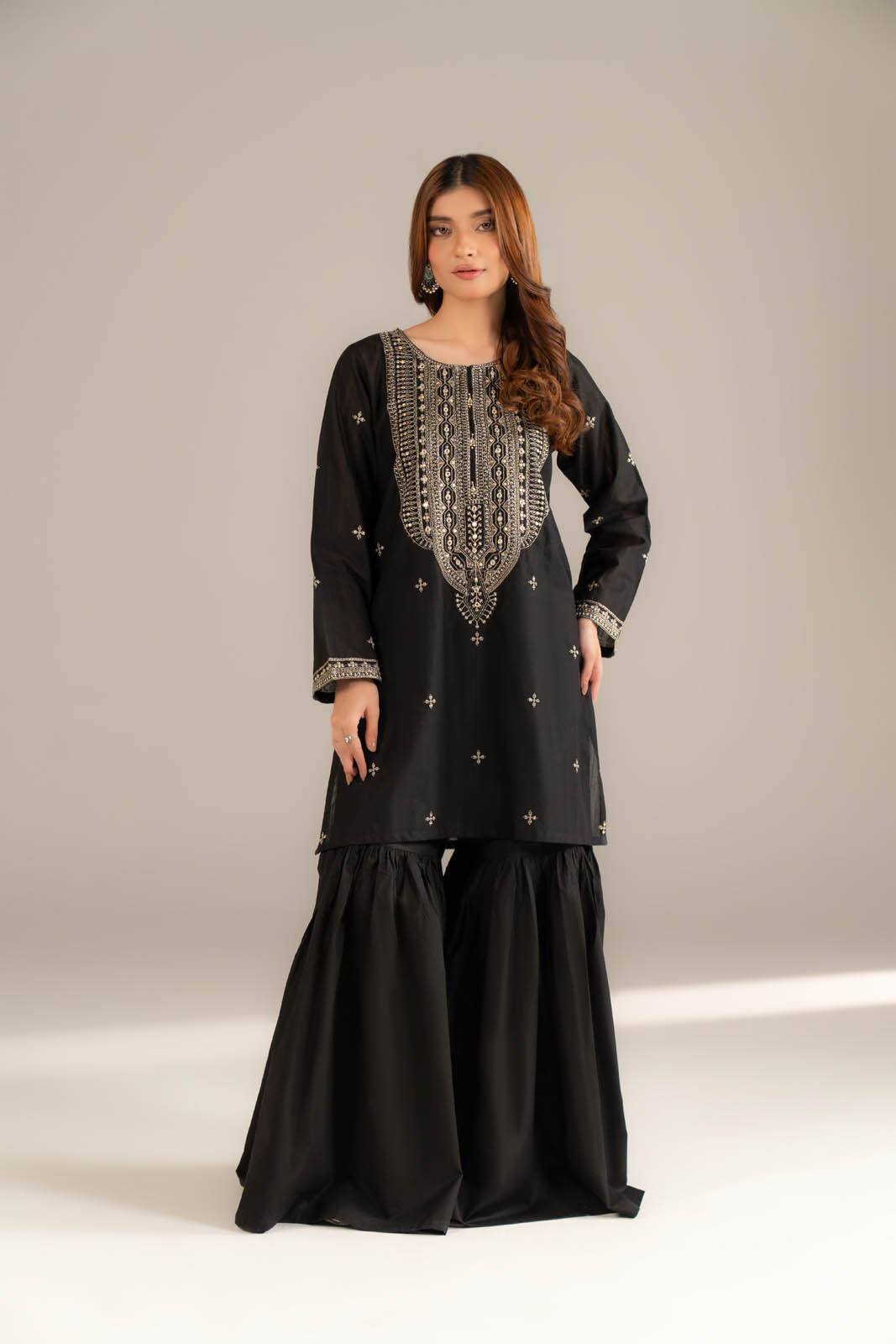 2 Piece Strip Cotton Embroidered Suit (CS0501)