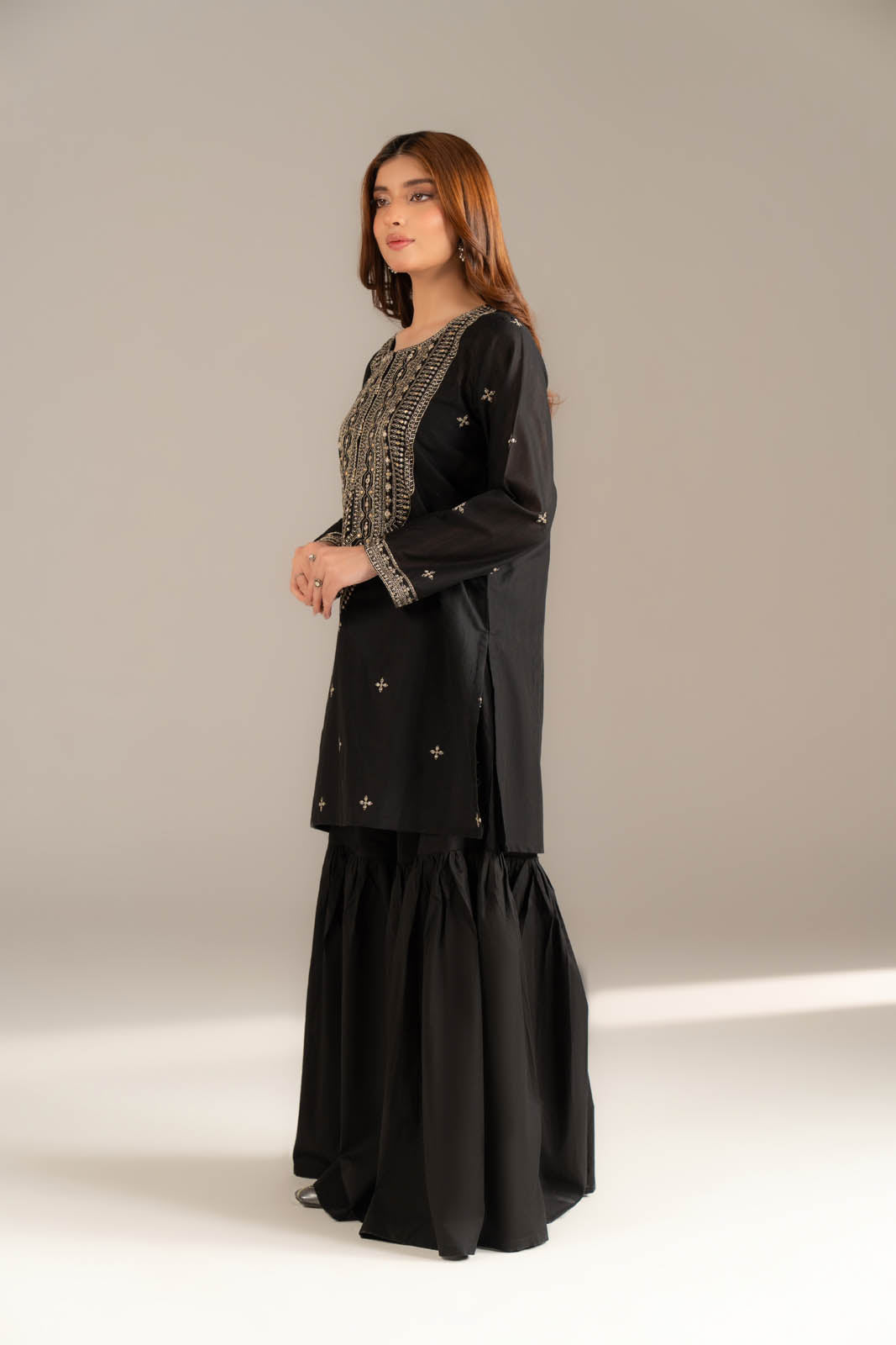 2 Piece Strip Cotton Embroidered Suit (CS0501)