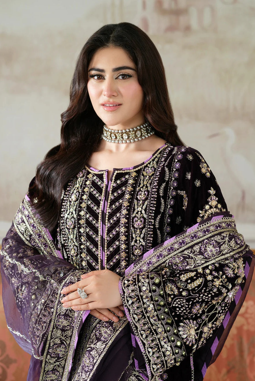 Aneelas Luxury Velvet Embroidered Unstitched 3 Piece - VT-01