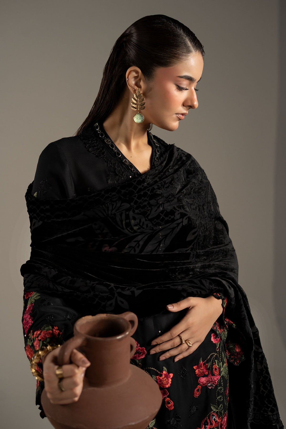 3 Piece Embroidered Linen Suit