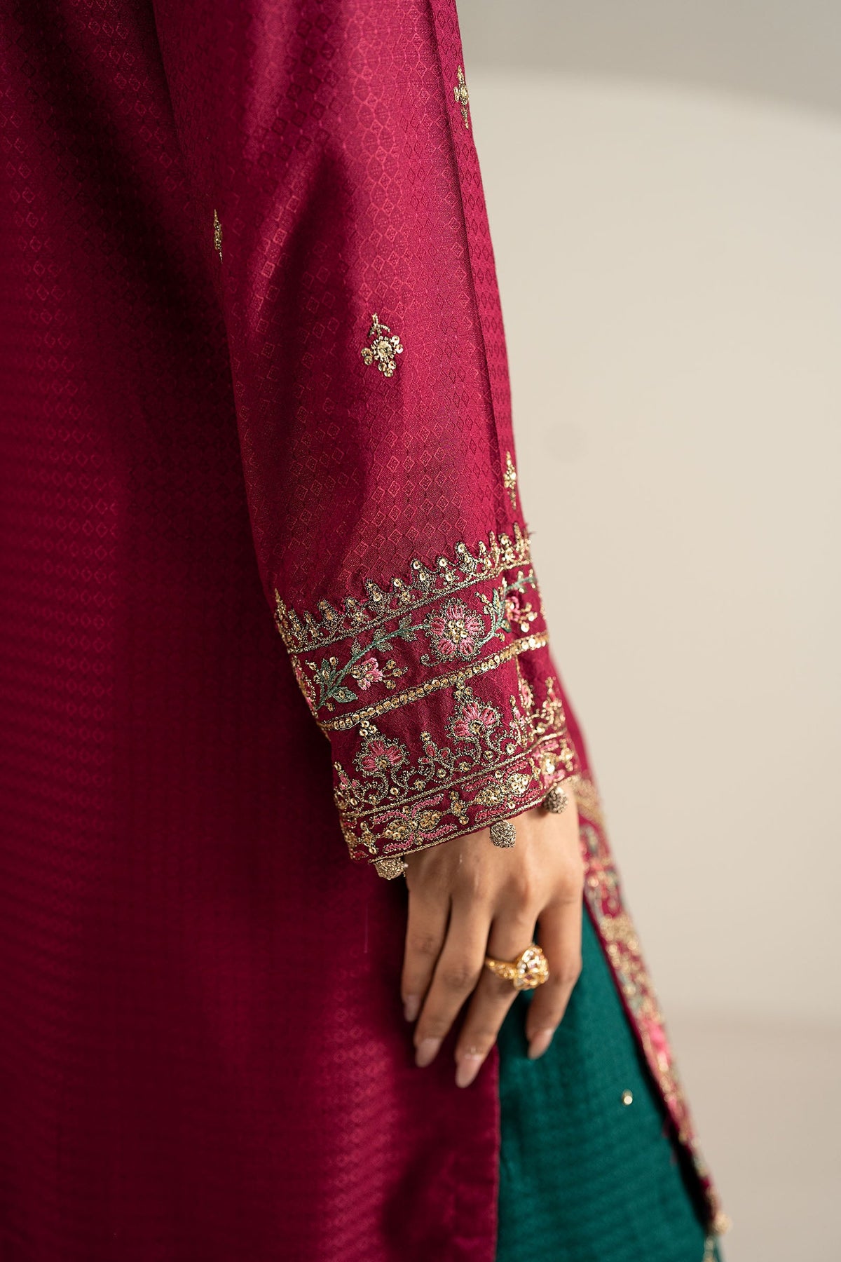 3 Piece Embroidered Dobby Linen Suit