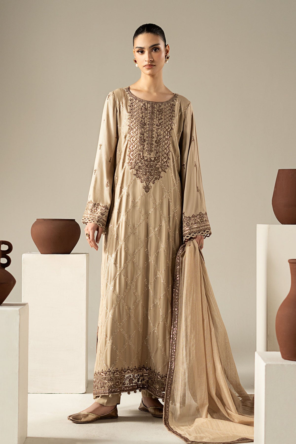 3 Piece Embroidered Marina Twill Suit