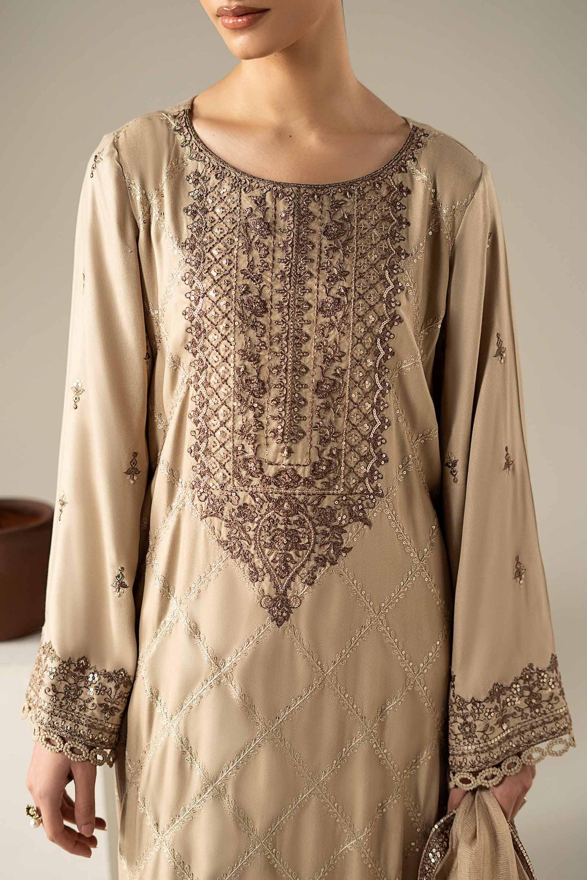 3 Piece Embroidered Marina Twill Suit