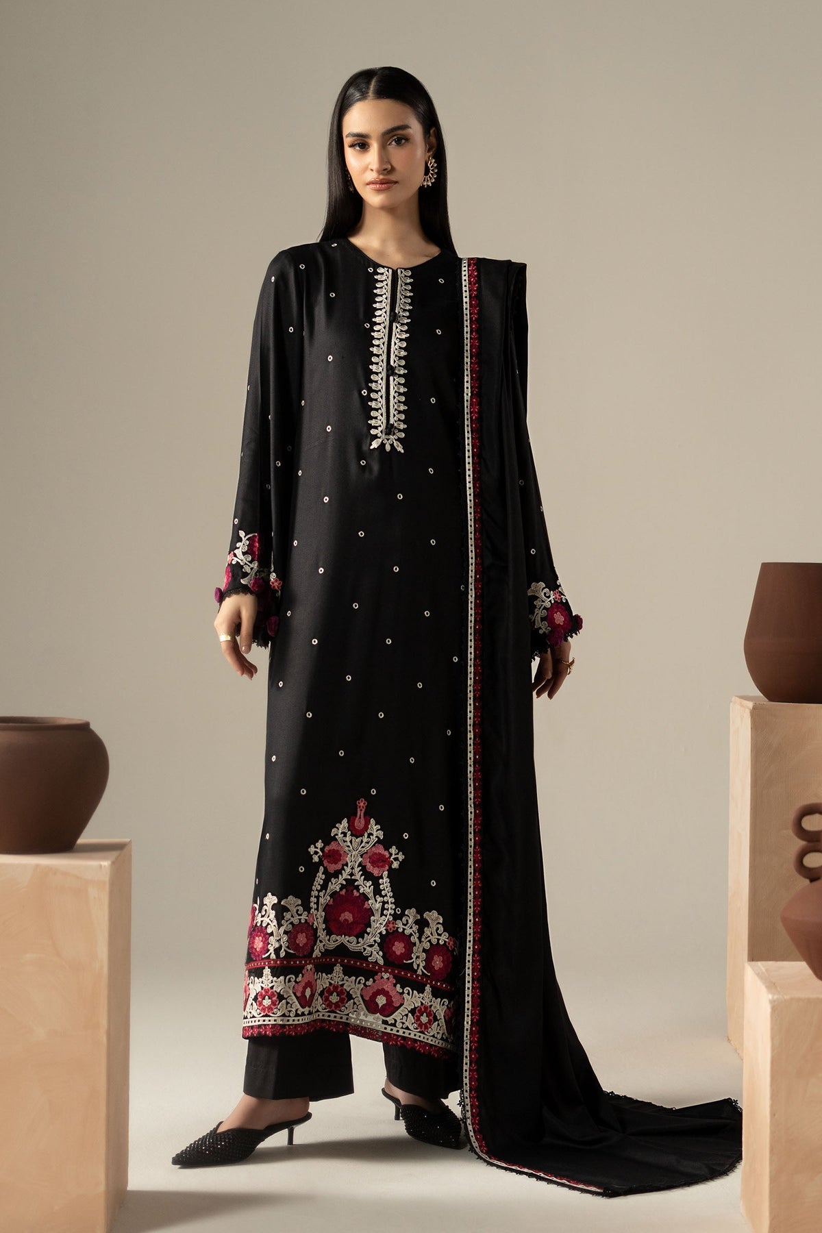 3 Piece Embroidered Marina Twill Suit