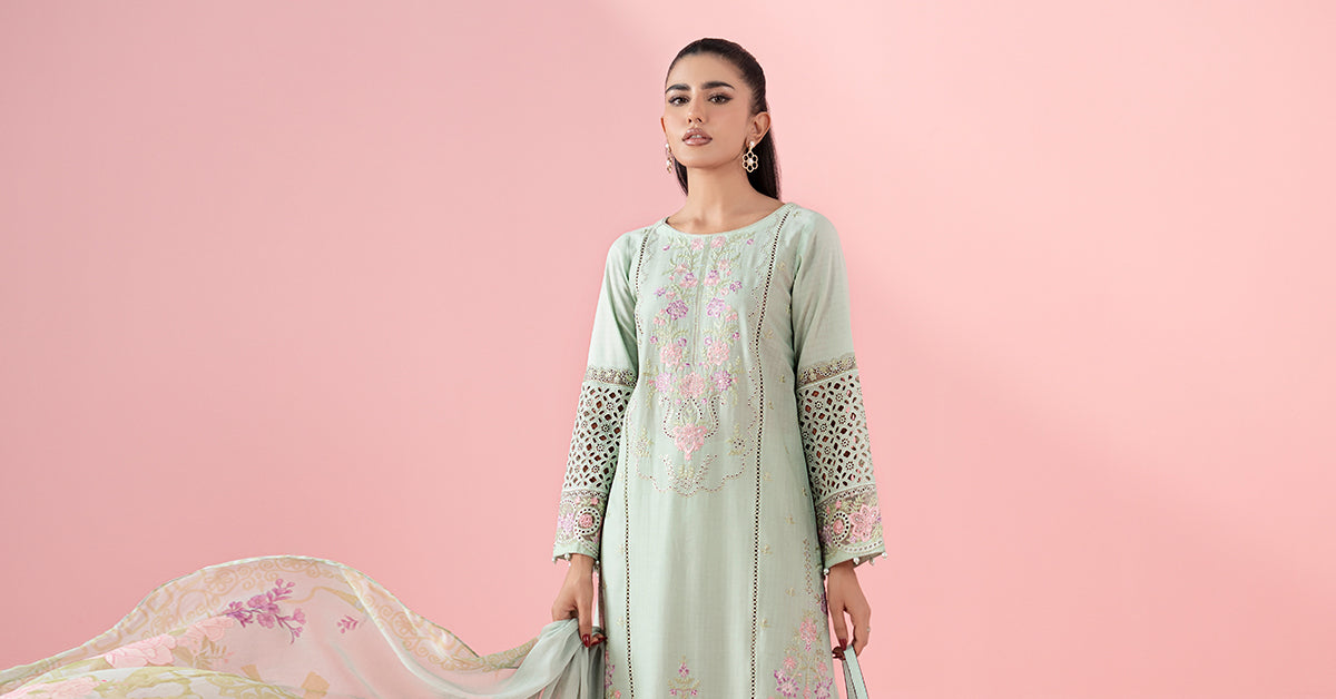 3 Piece Embroidered Dobby Suit