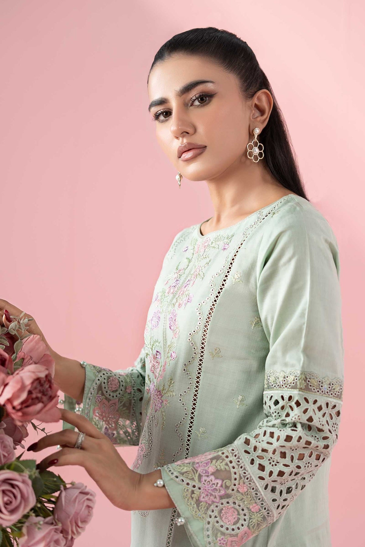 3 Piece Embroidered Dobby Suit