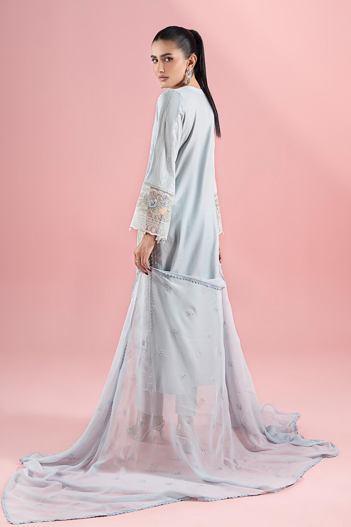 3 Piece Embroidered Dobby Suit