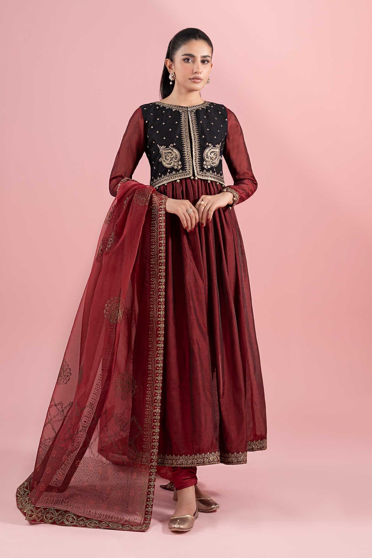 3 Piece Embroidered Paper Cotton Suit