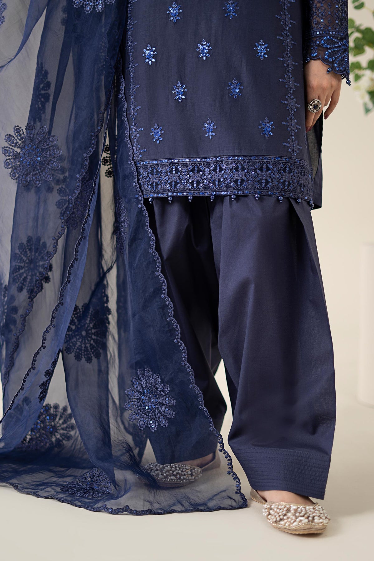 3 Piece Embroidered Dobby Suit