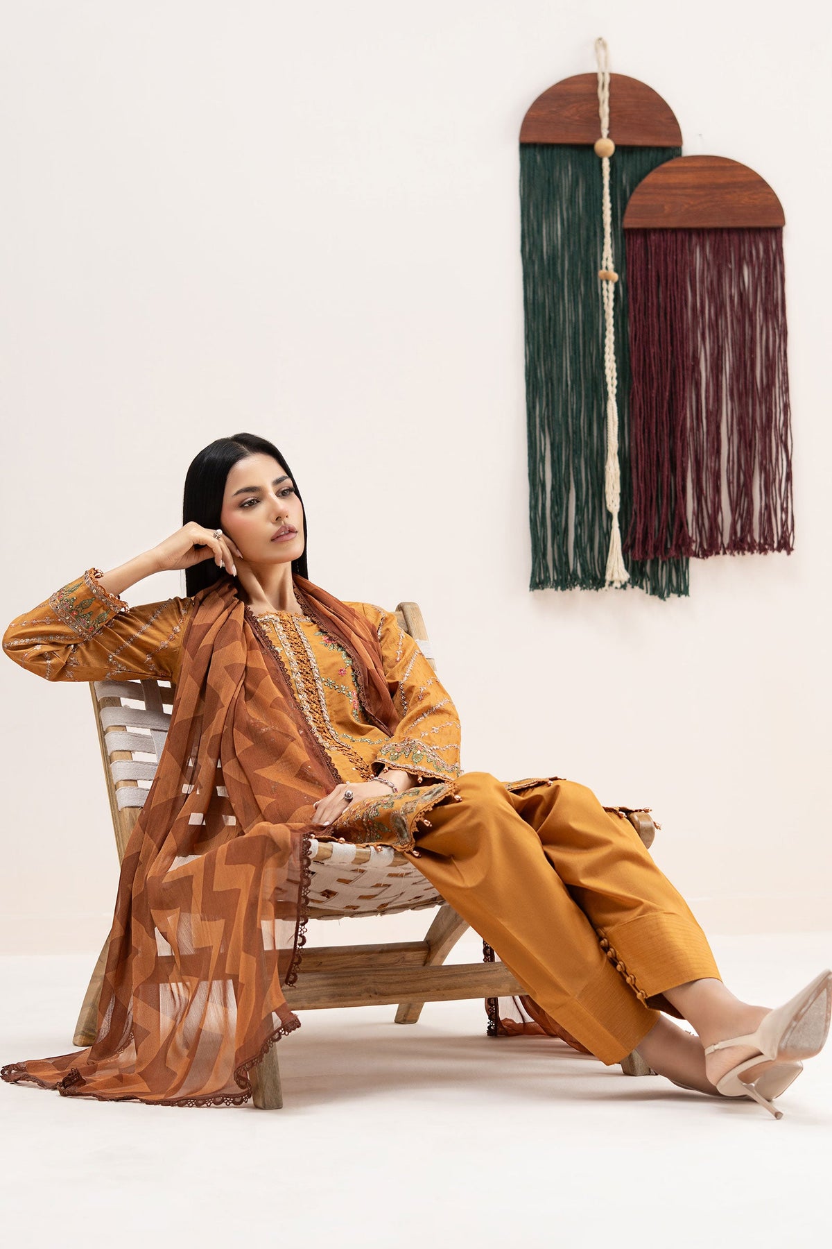 3 Piece Embroidered Dobby Lawn Suit
