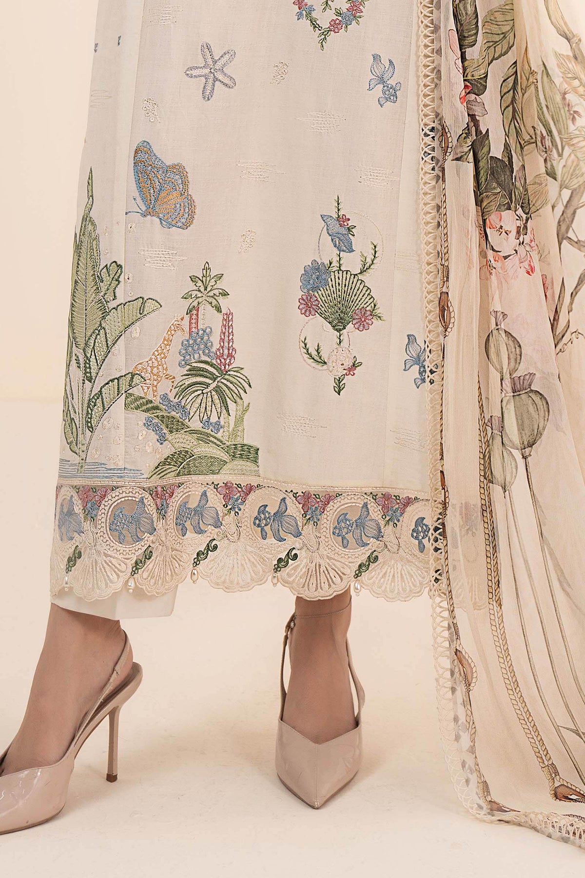 3 Piece Embroidered Dobby Lawn Suit