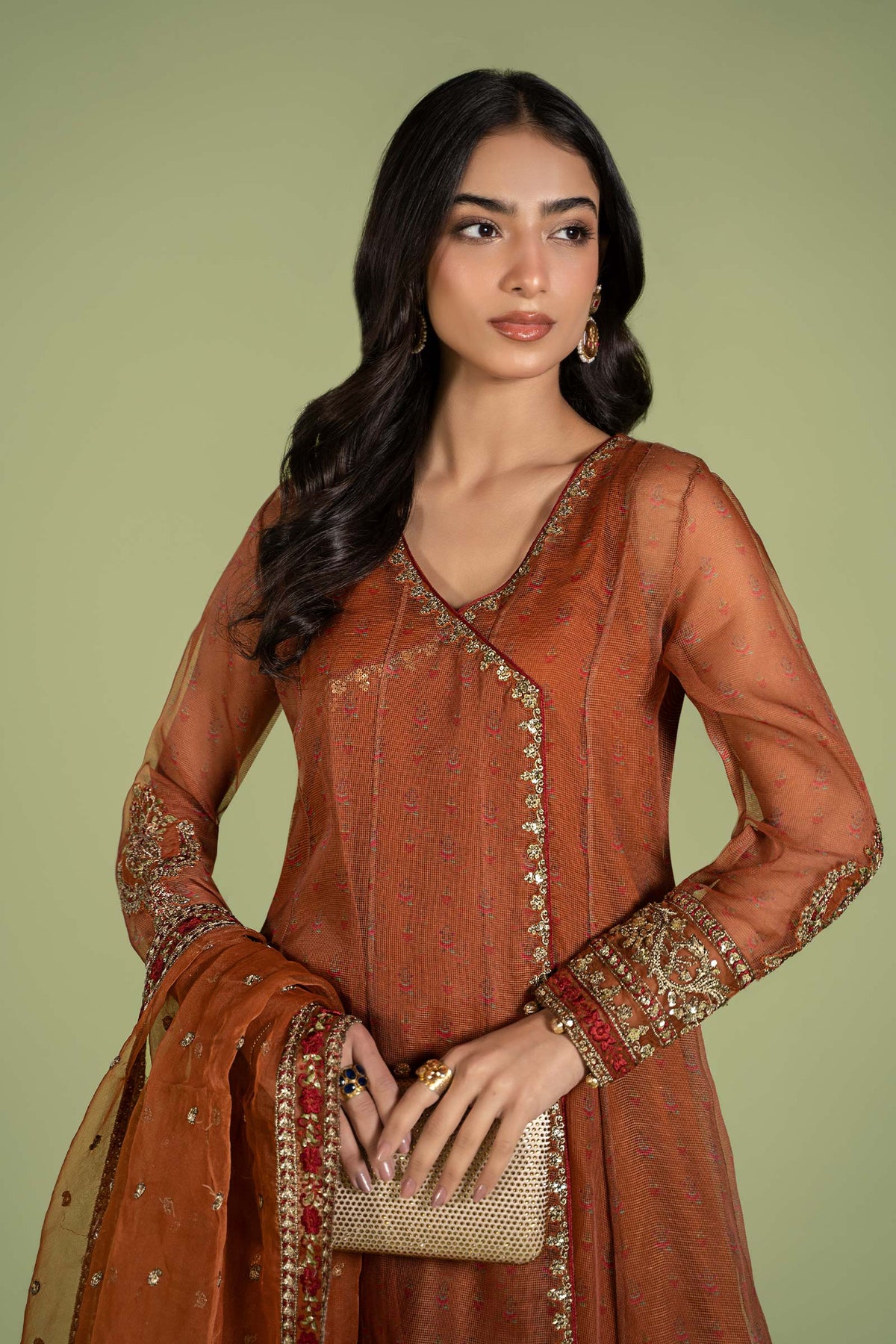 3 Piece Embroidered Net Organza Suit