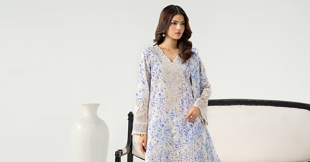 3 Piece Embroidered Lawn Suit - DWF36R1-ESM-PFW