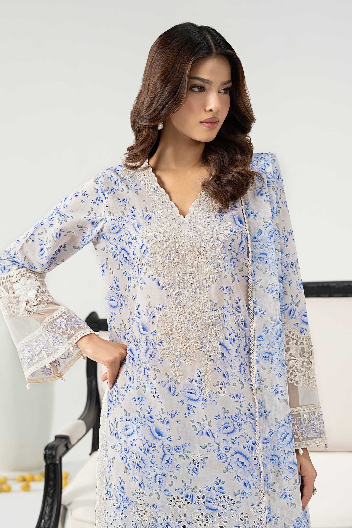 3 Piece Embroidered Lawn Suit - DWF36R1-ESM-PFW