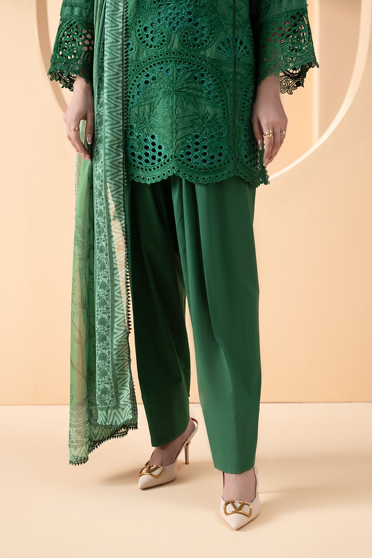 3 Piece Embroidered Dobby Lawn Suit