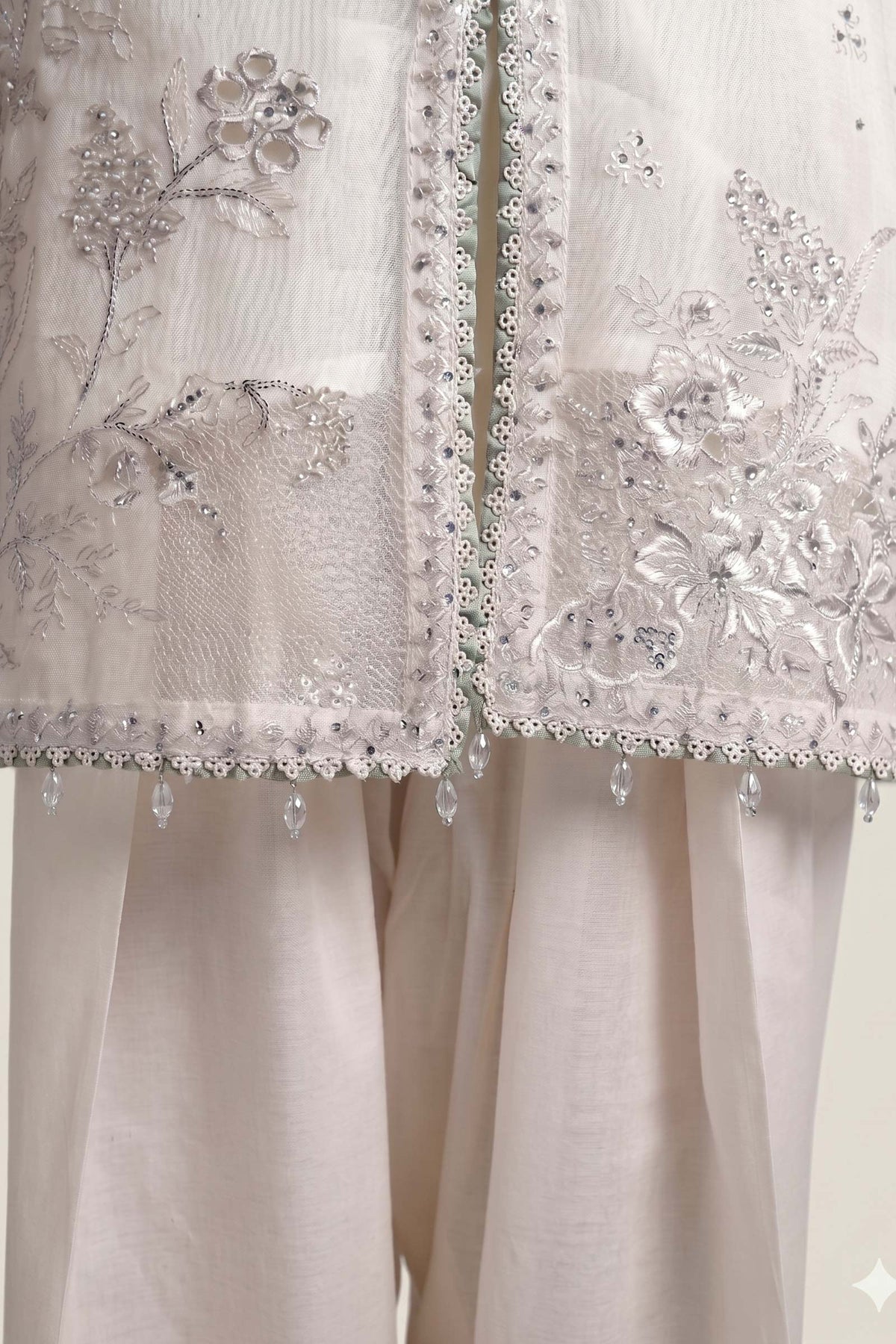 3 Piece Embroidered Cotton Net Suit