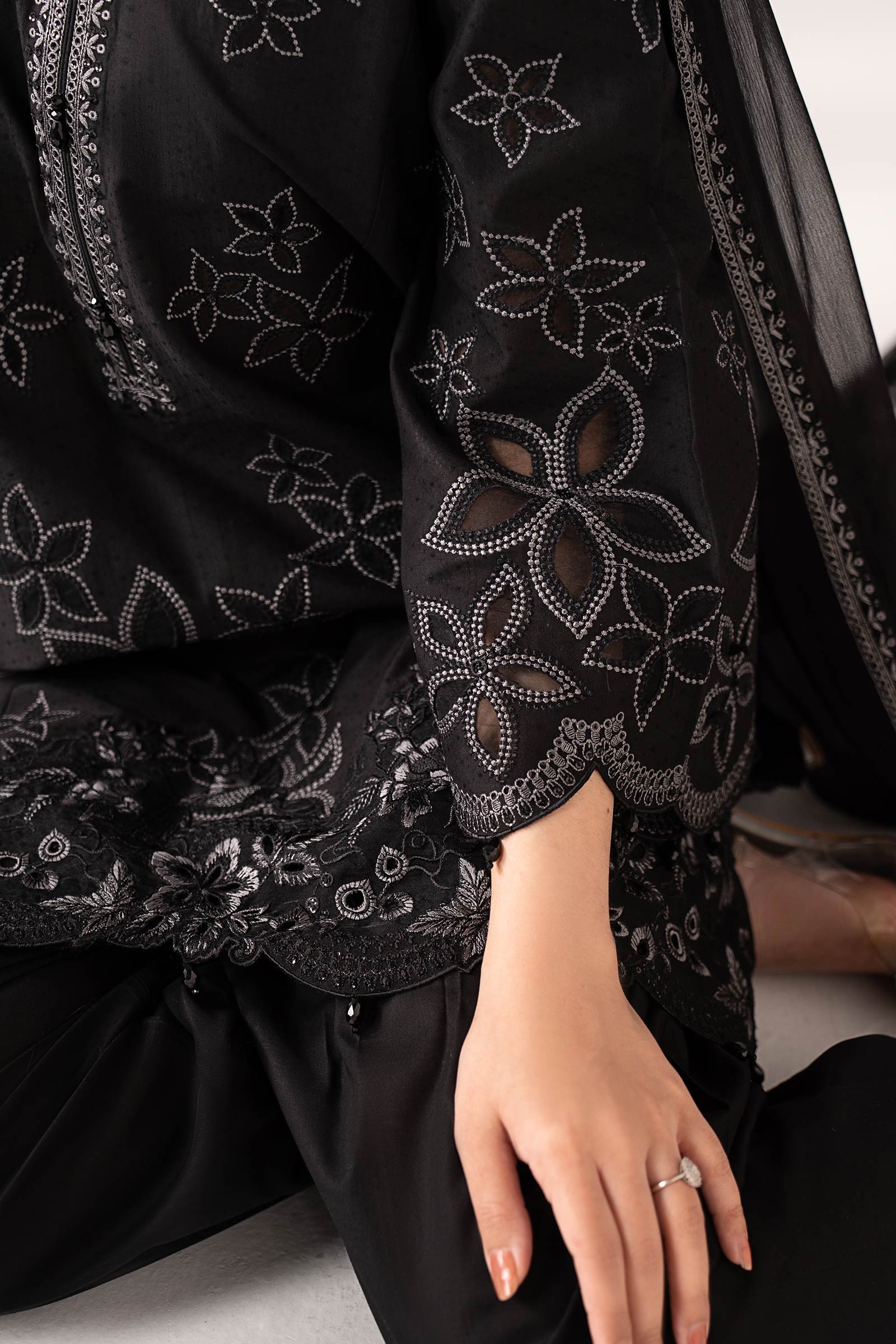 3 Piece Embroidered Dobby Lawn Suit
