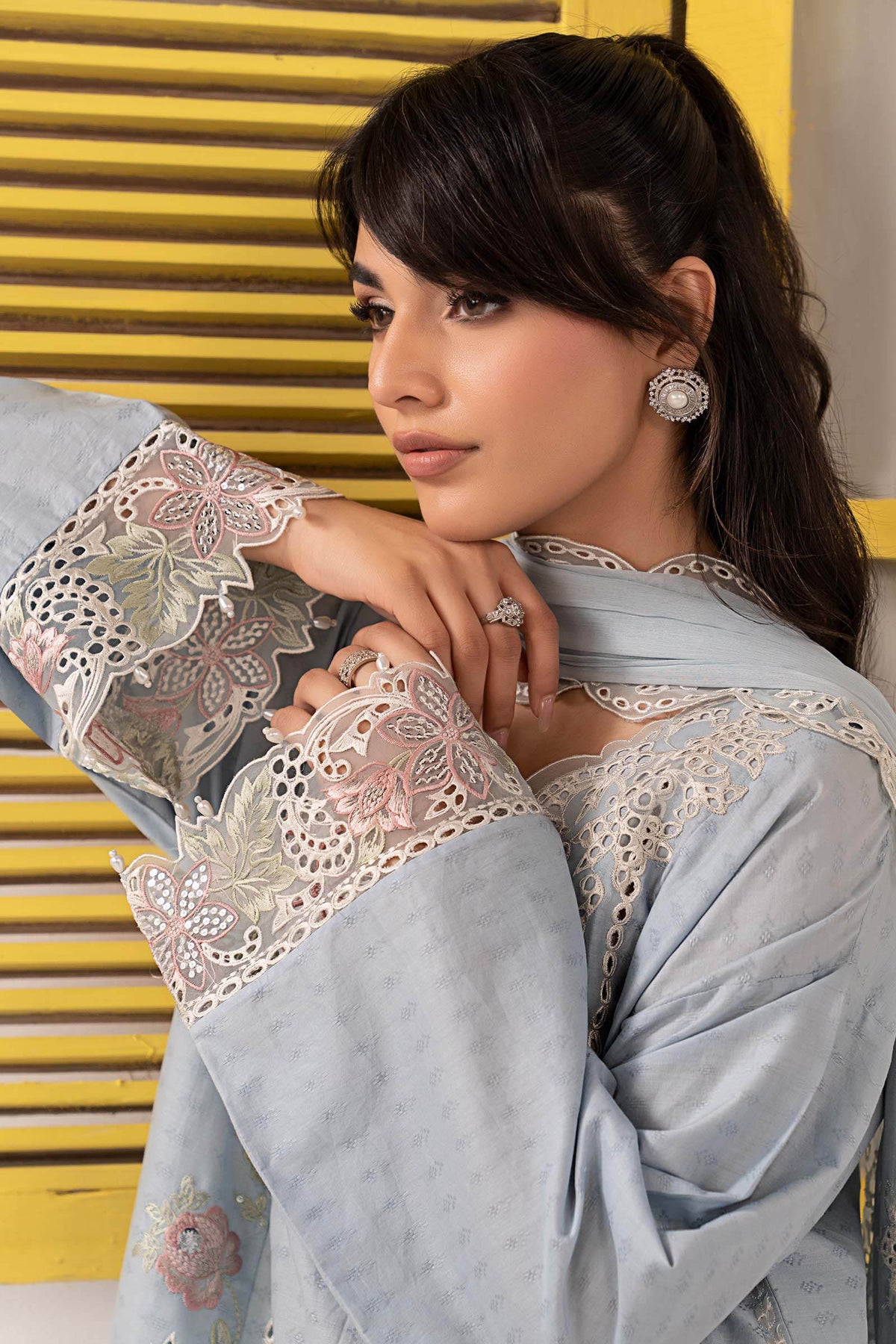 3 Piece Embroidered Dobby Lawn Suit