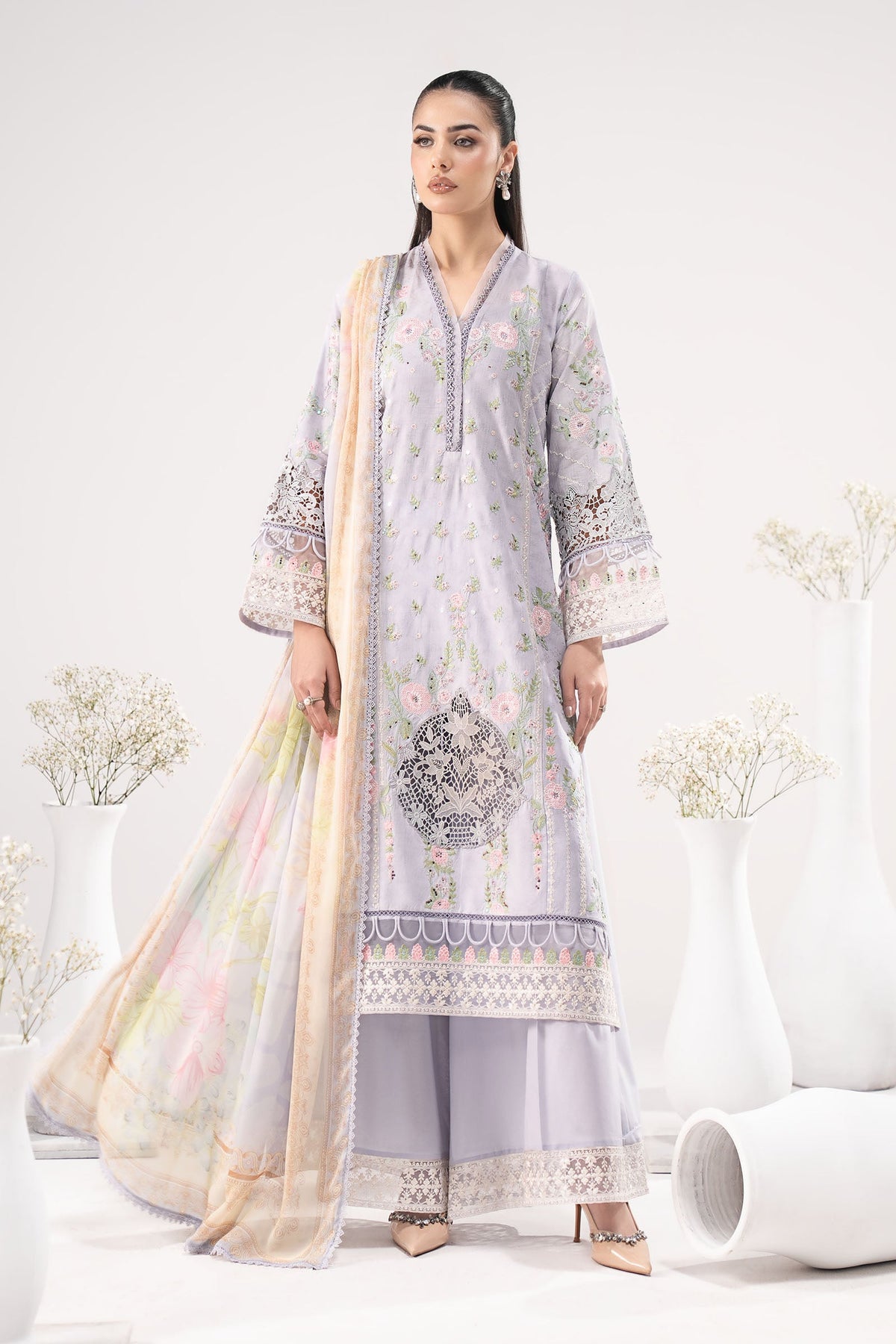 3 Piece Embroidered Dobby Lawn Suit
