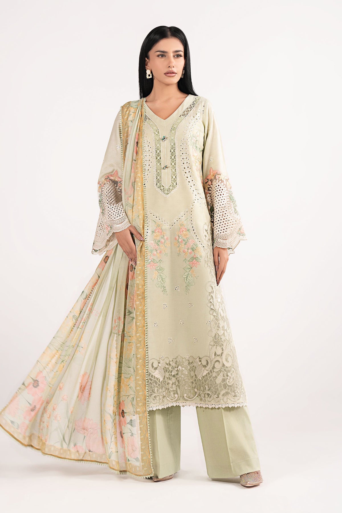 3 Piece Embroidered Dobby Lawn Suit