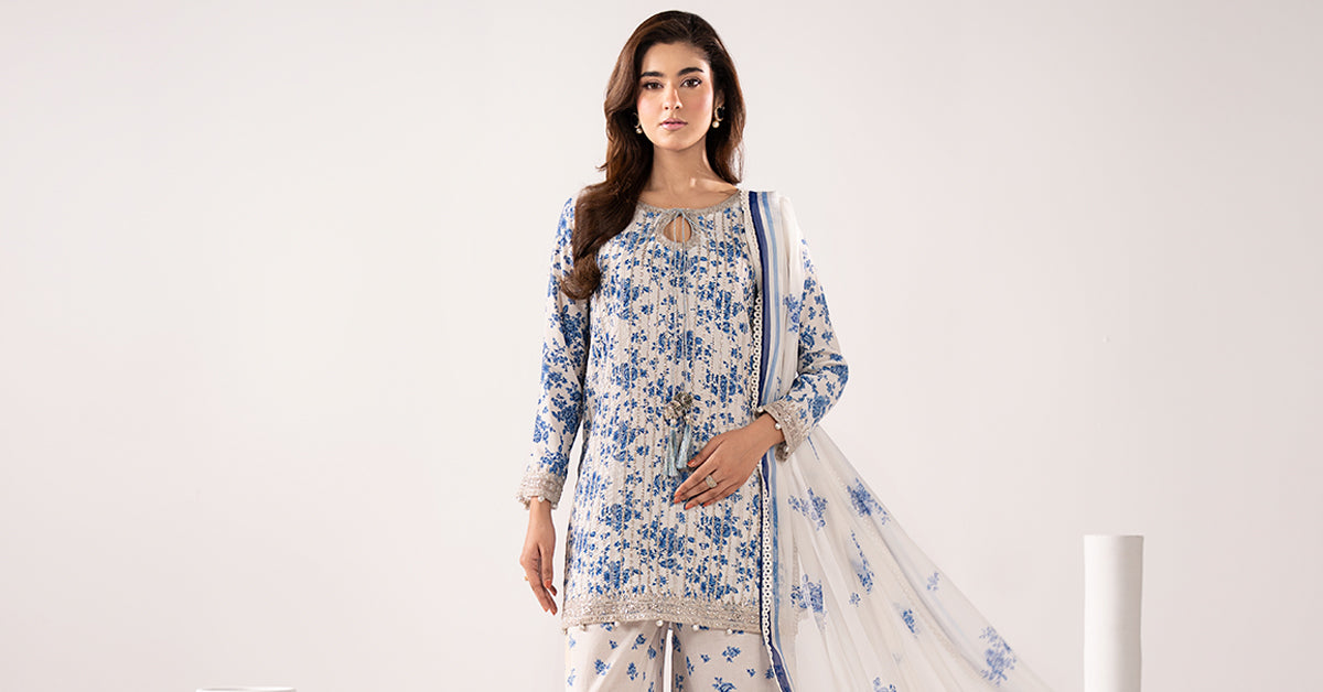 3 Piece Embroidered Lawn Suit - DW26200-ESM-BLU