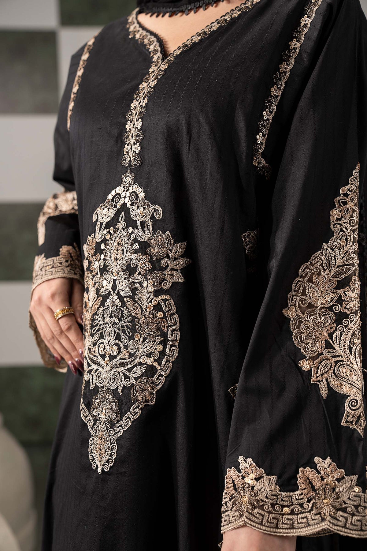 3 Piece Embroidered Dobby Lawn Suit