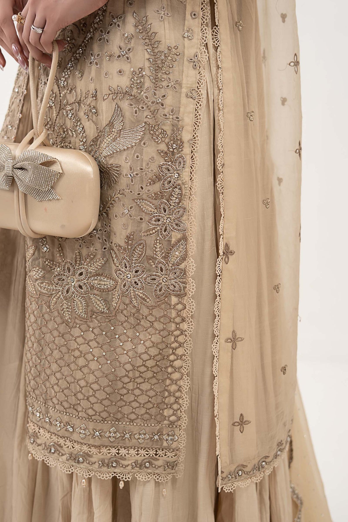 3 Piece Embroidered Organza Suit