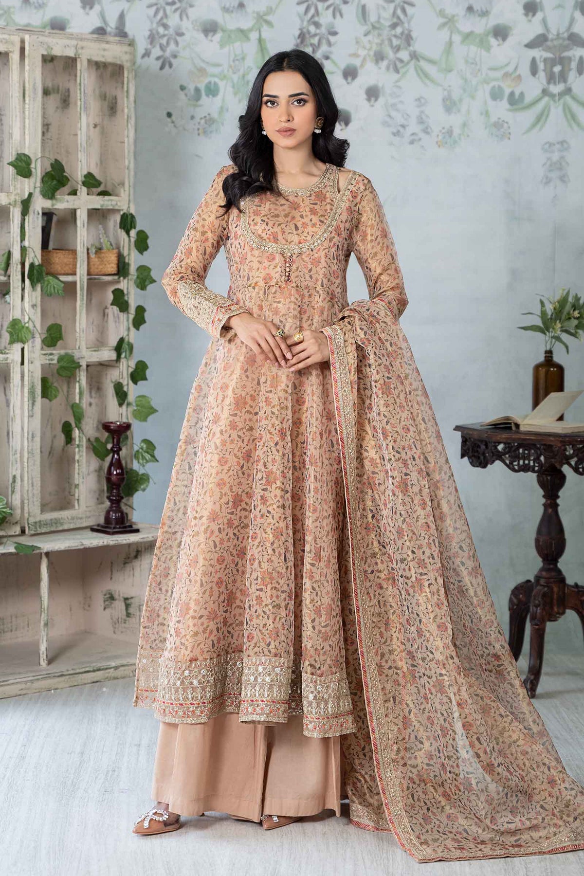 3 Piece Printed Cotton Net Suit