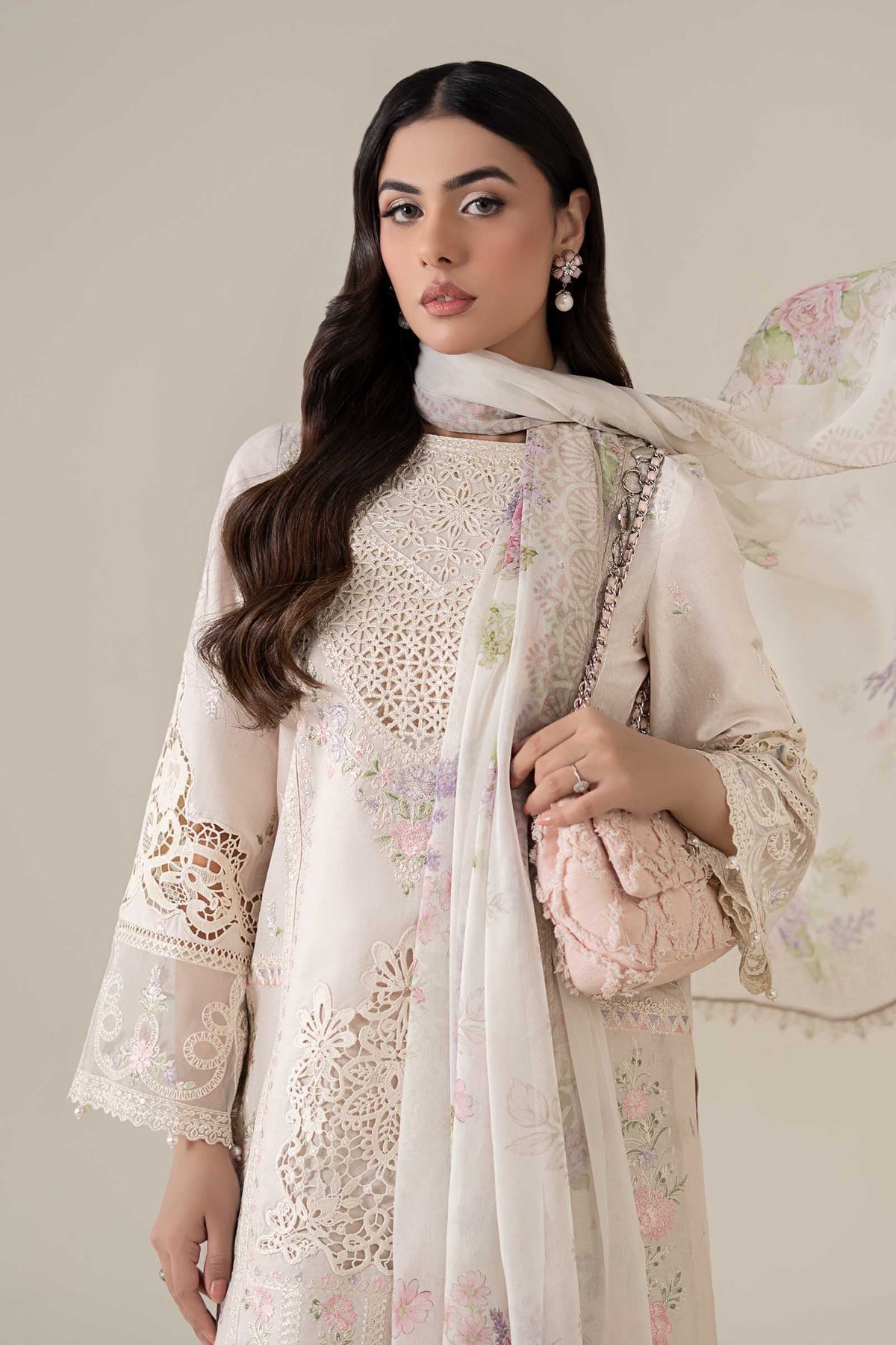 3 Piece Embroidered Dobby Lawn Suit