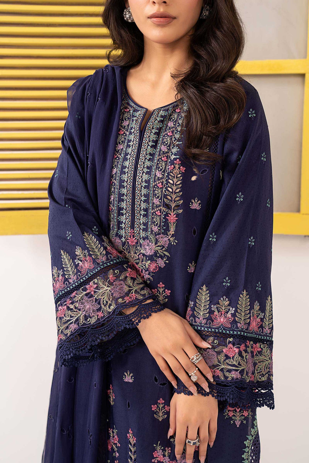3 Piece Embroidered Dobby Lawn Suit