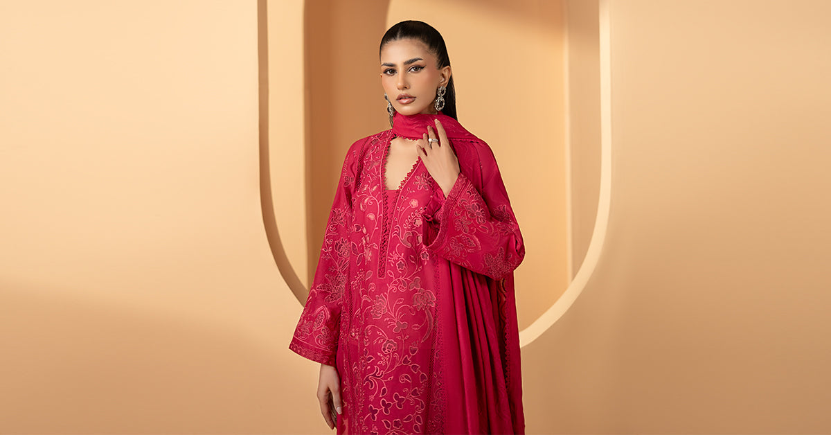 3 Piece Embroidered Lawn Suit - DWE2630-ESM-MGT