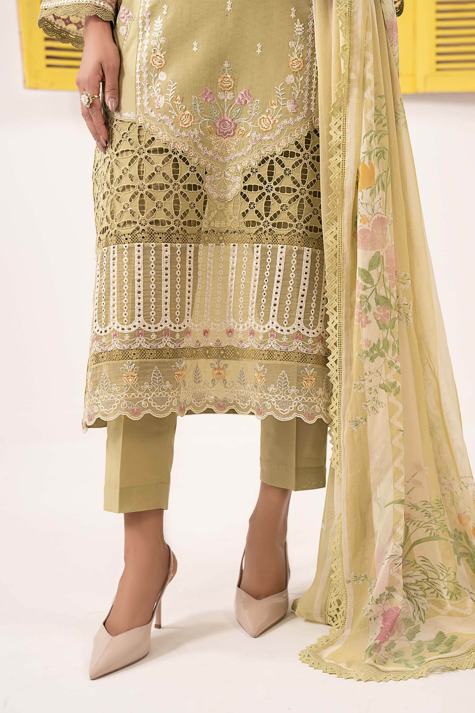 3 Piece Embroidered Dobby Lawn Suit