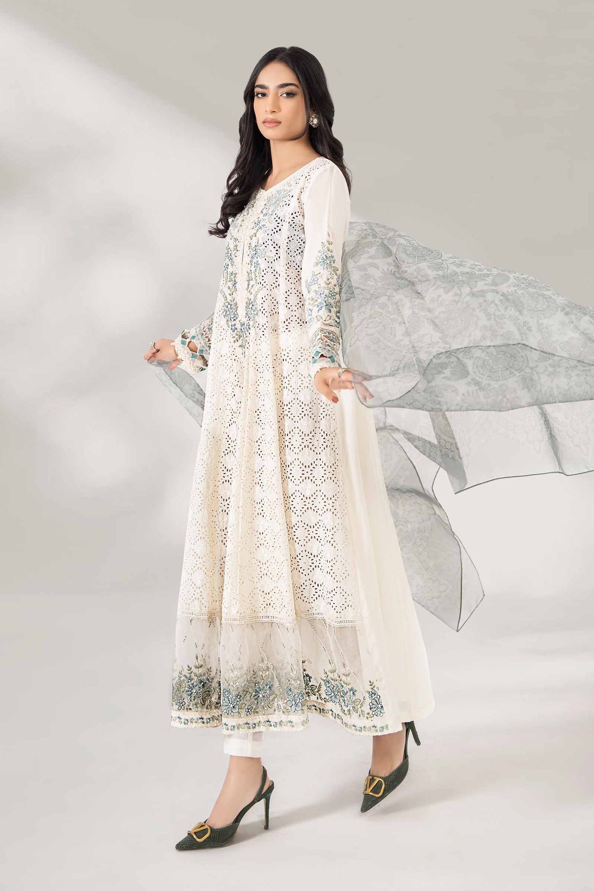 3 Piece Embroidered Net Suit