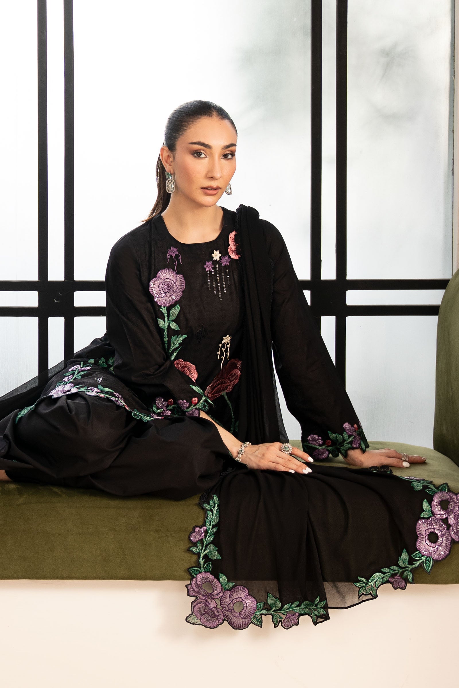 3 Piece Embroidered Dobby Lawn Suit