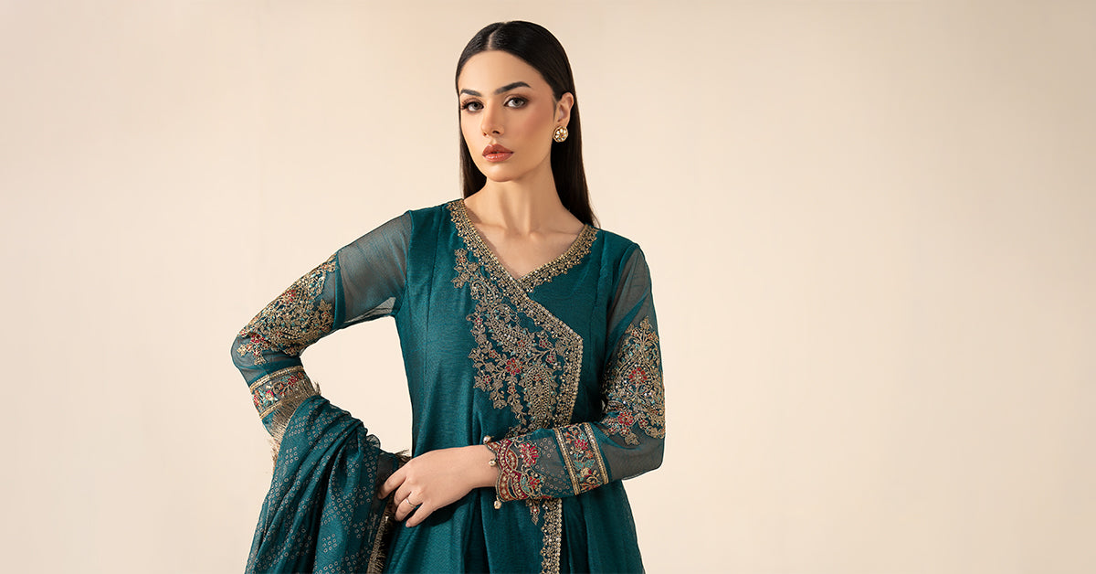 3 Piece Embroidered Cotton Net Suit