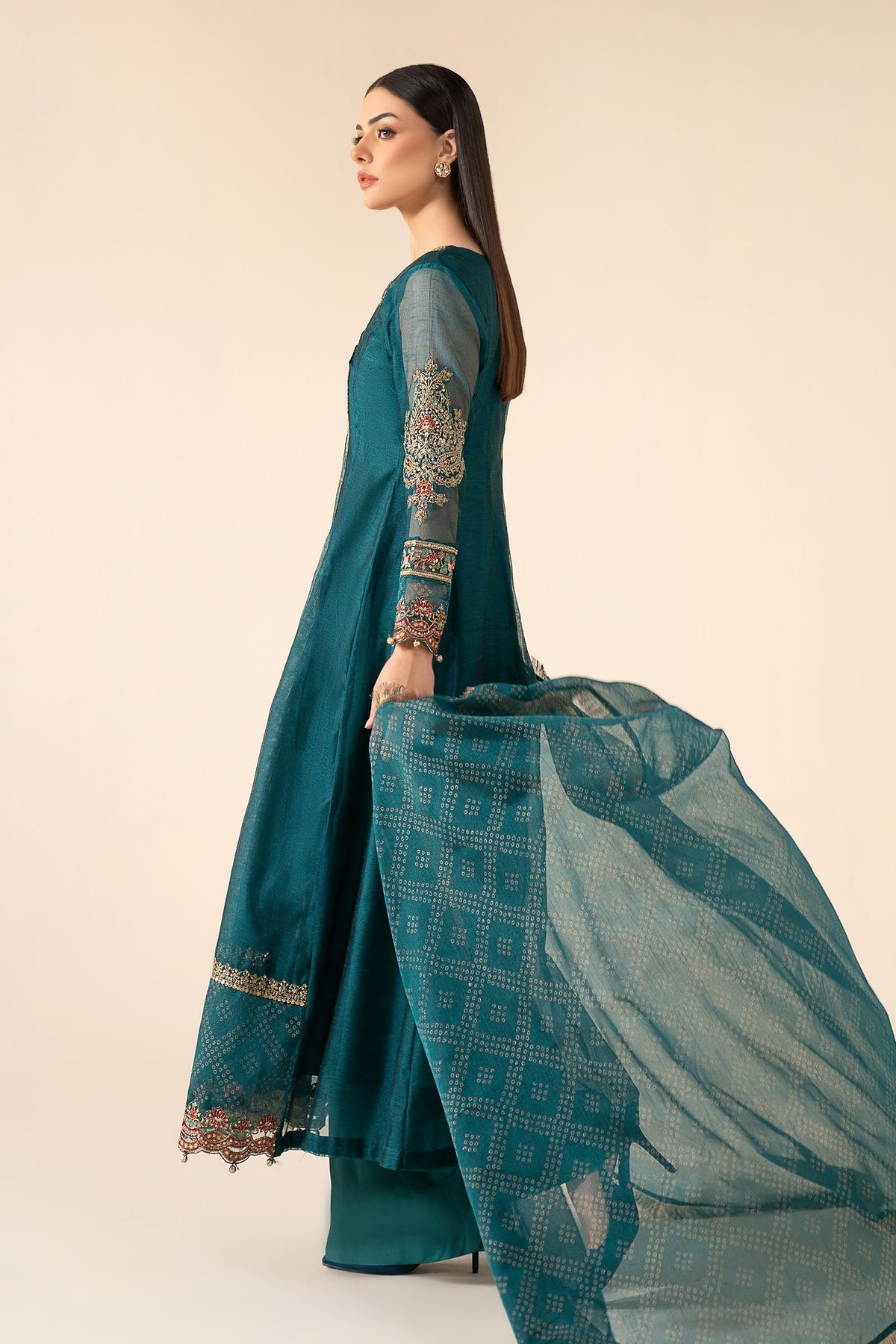3 Piece Embroidered Cotton Net Suit