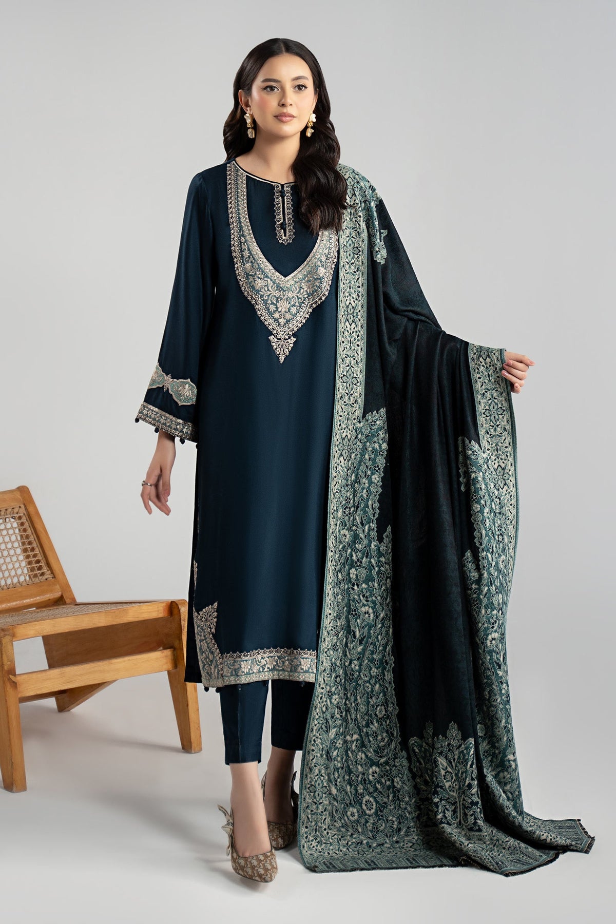 3 Piece Embroidered Marina Twill Suit