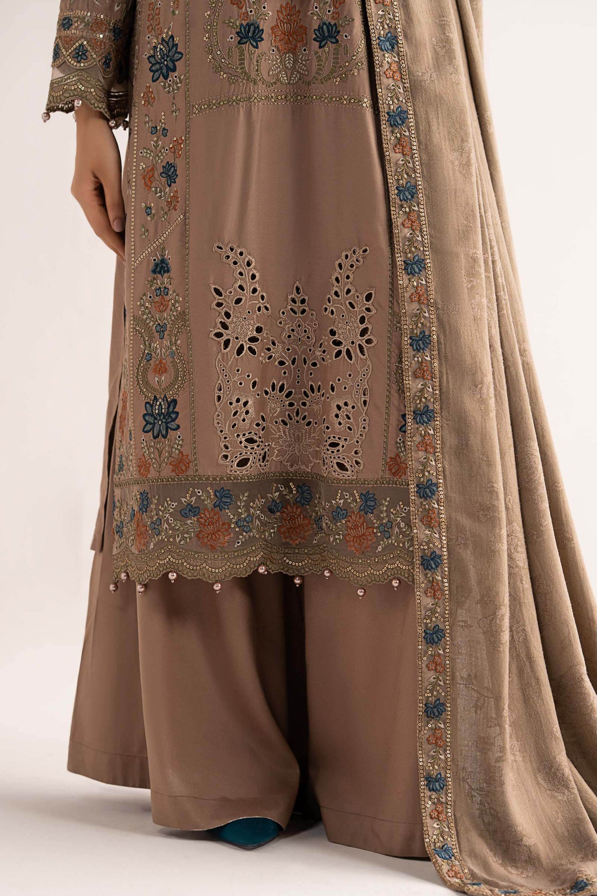 3 Piece Embroidered Linen Suit