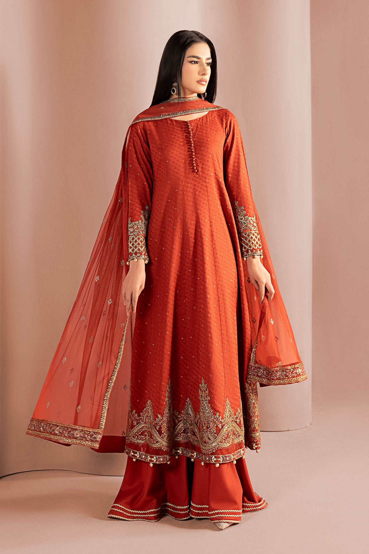 3 Piece Embroidered Filament Viscose Suit