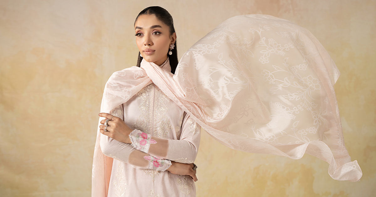 3 Piece Embroidered Self Jacquard Lawn Suit