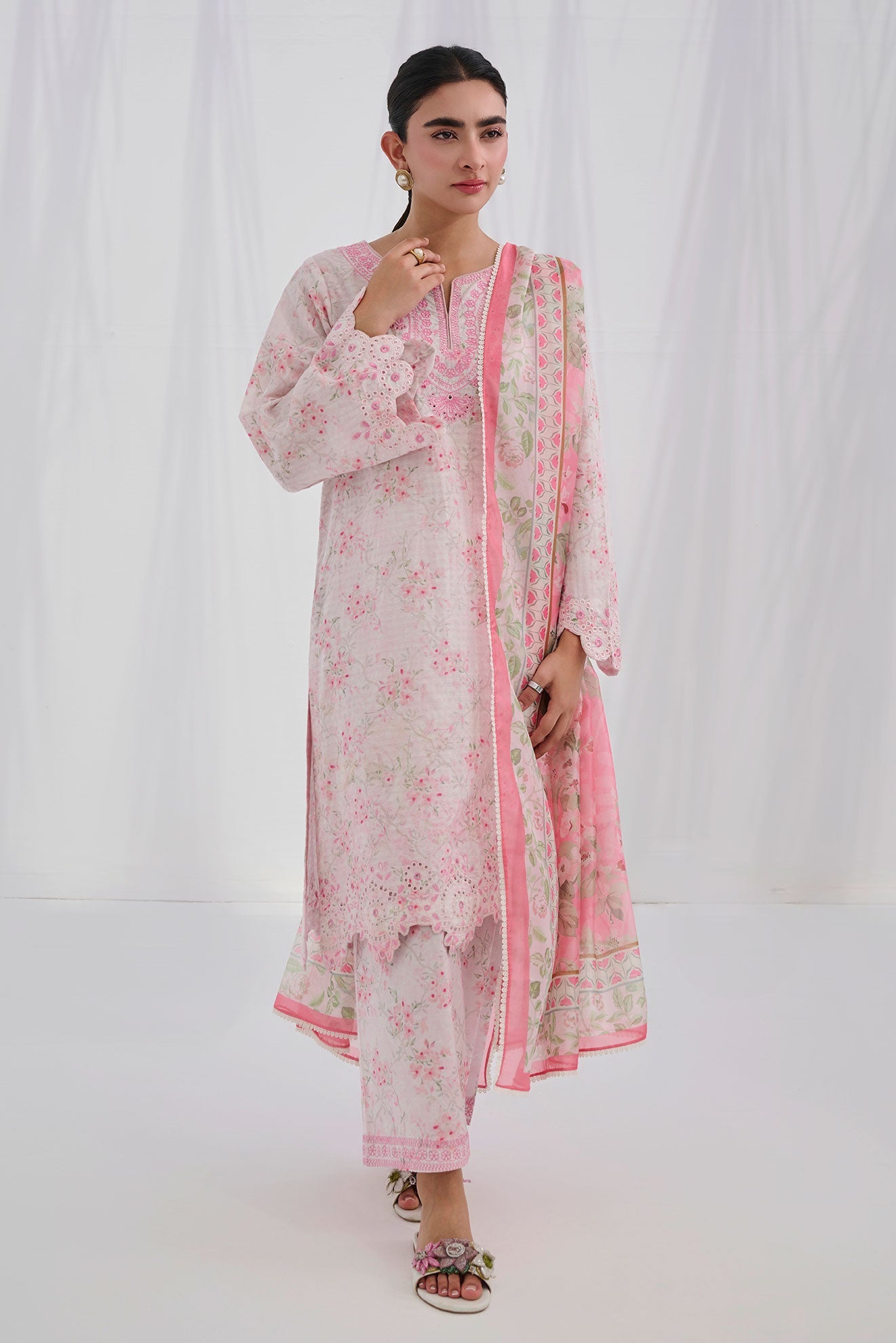 SS25DD-2559 PINK PRINTED DUPATTA