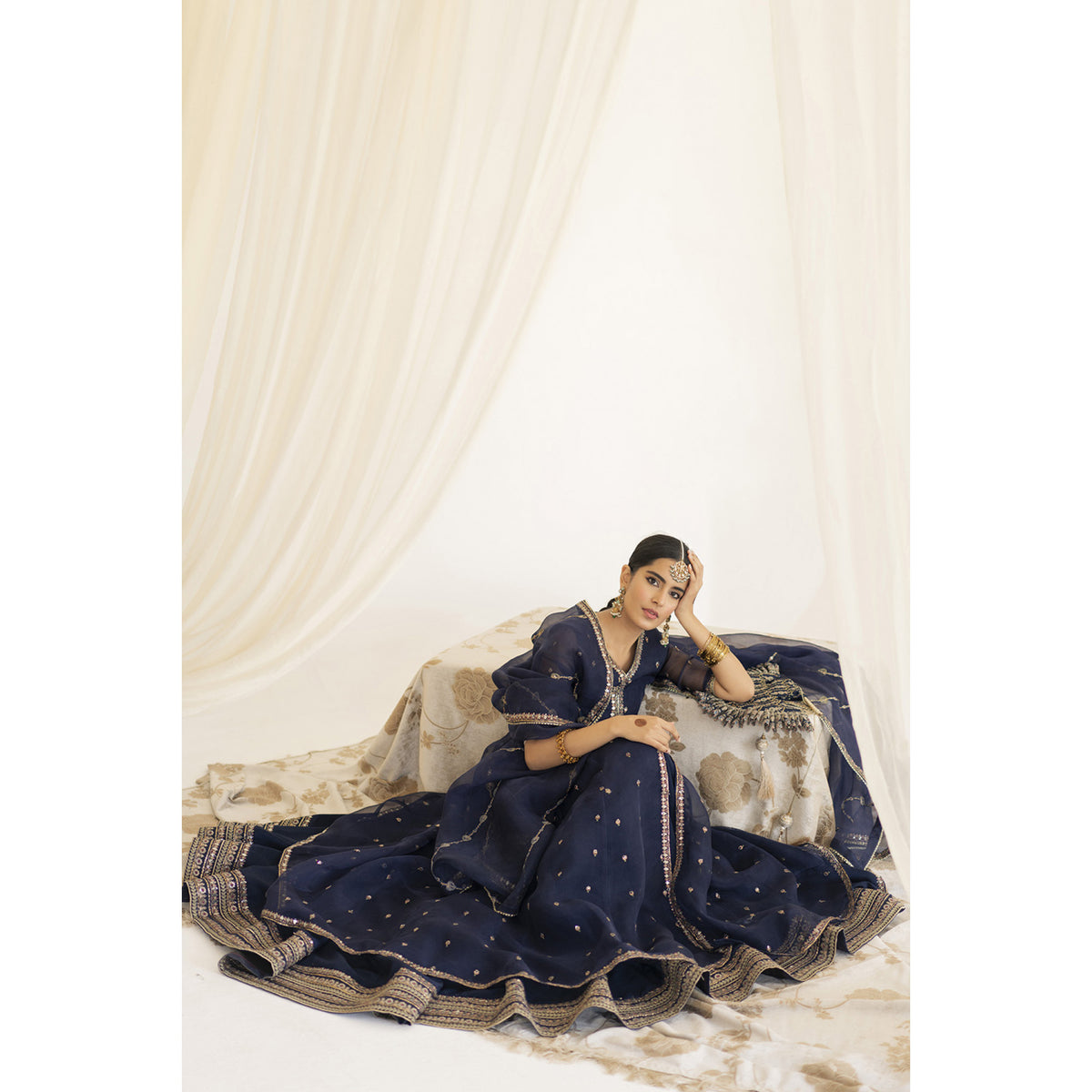 Deep Blue Anarkali