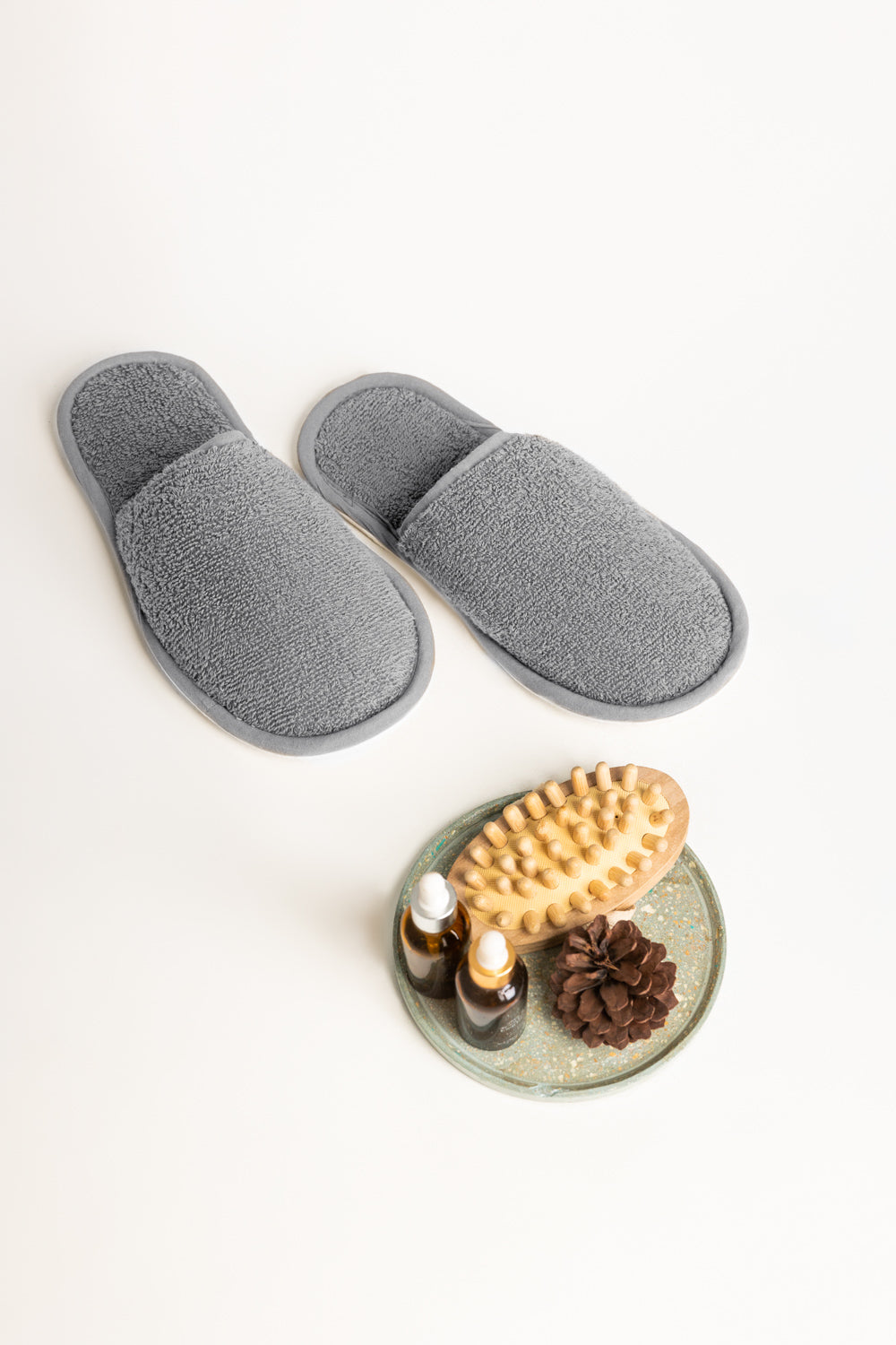 Dove Grey Terry Slippers
