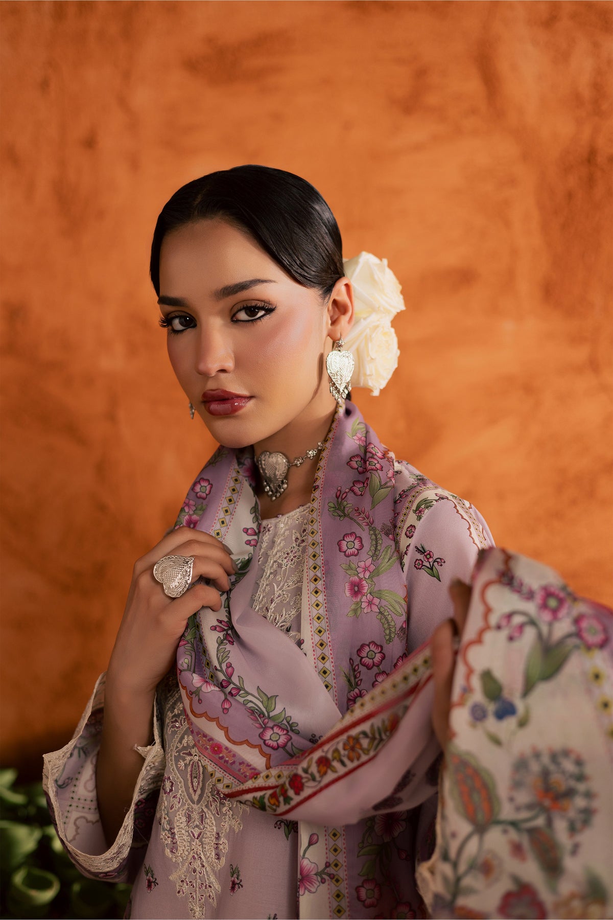 Dusty Plum 3Pc - Printed Lawn Dress