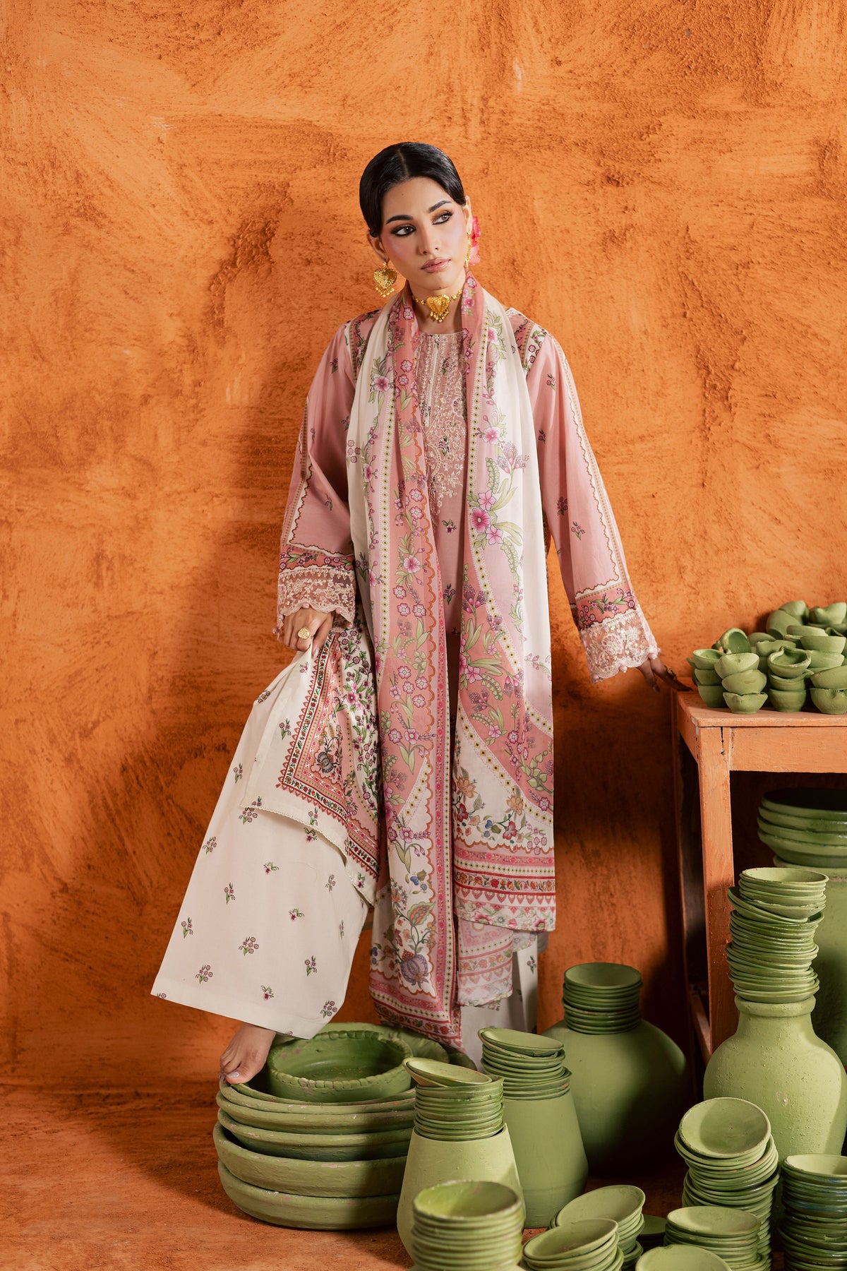 Dusty Plum 3Pc - Printed Lawn Dress