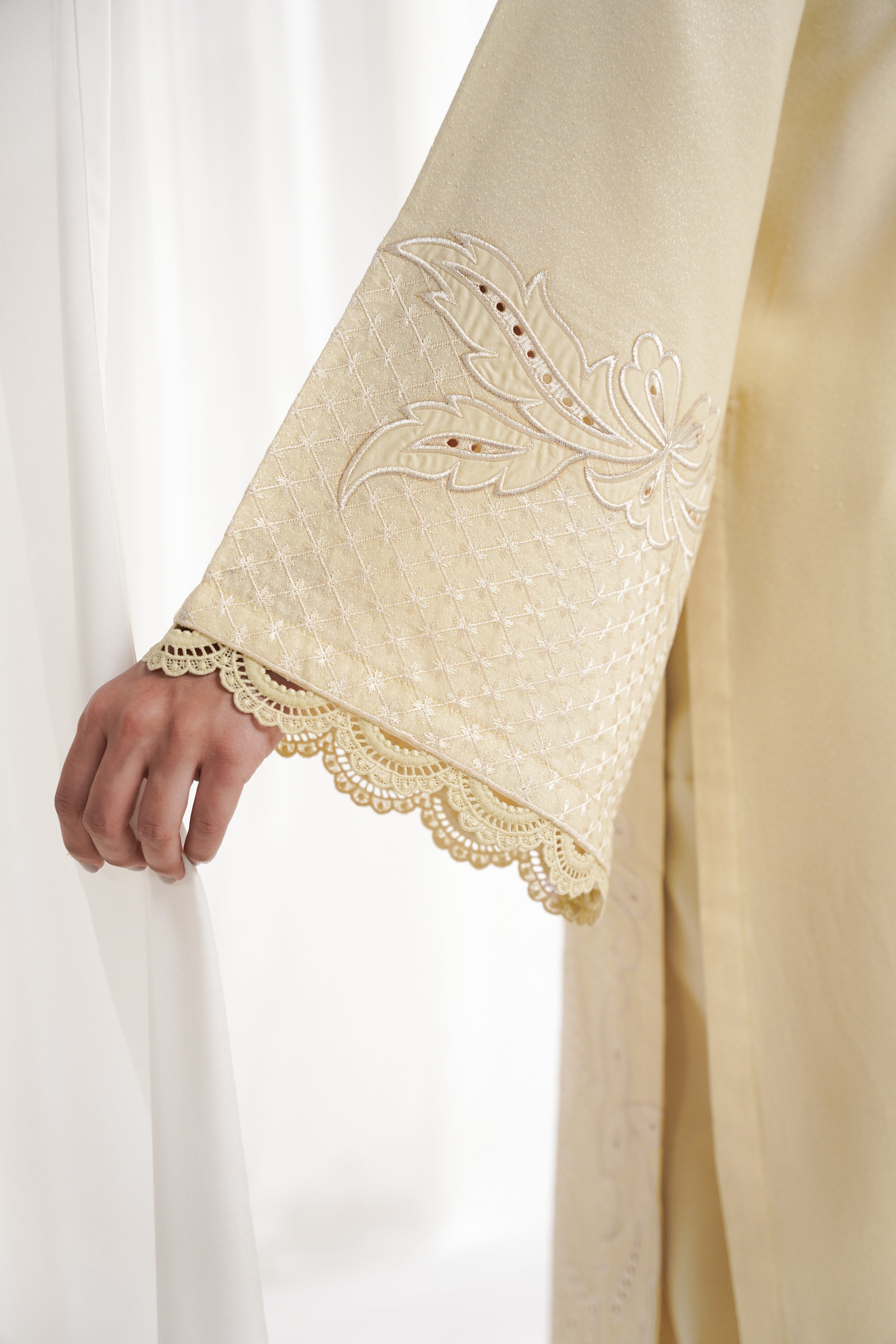 BUTTER YELLOW LUXURY EMBROIDERED 3PCS SET NPA3-25420 (EID 2025 READY TO WEAR) - EXPRESS SHIPPING