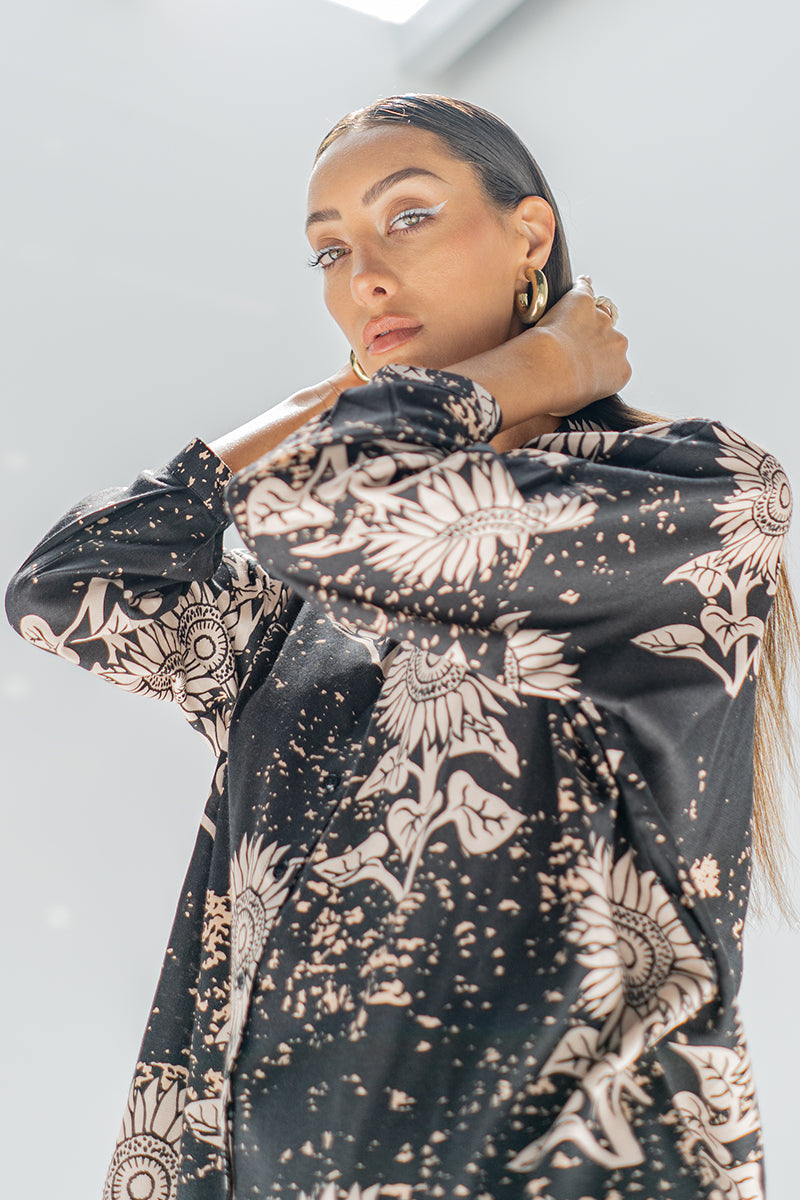 Black flower 2 piece