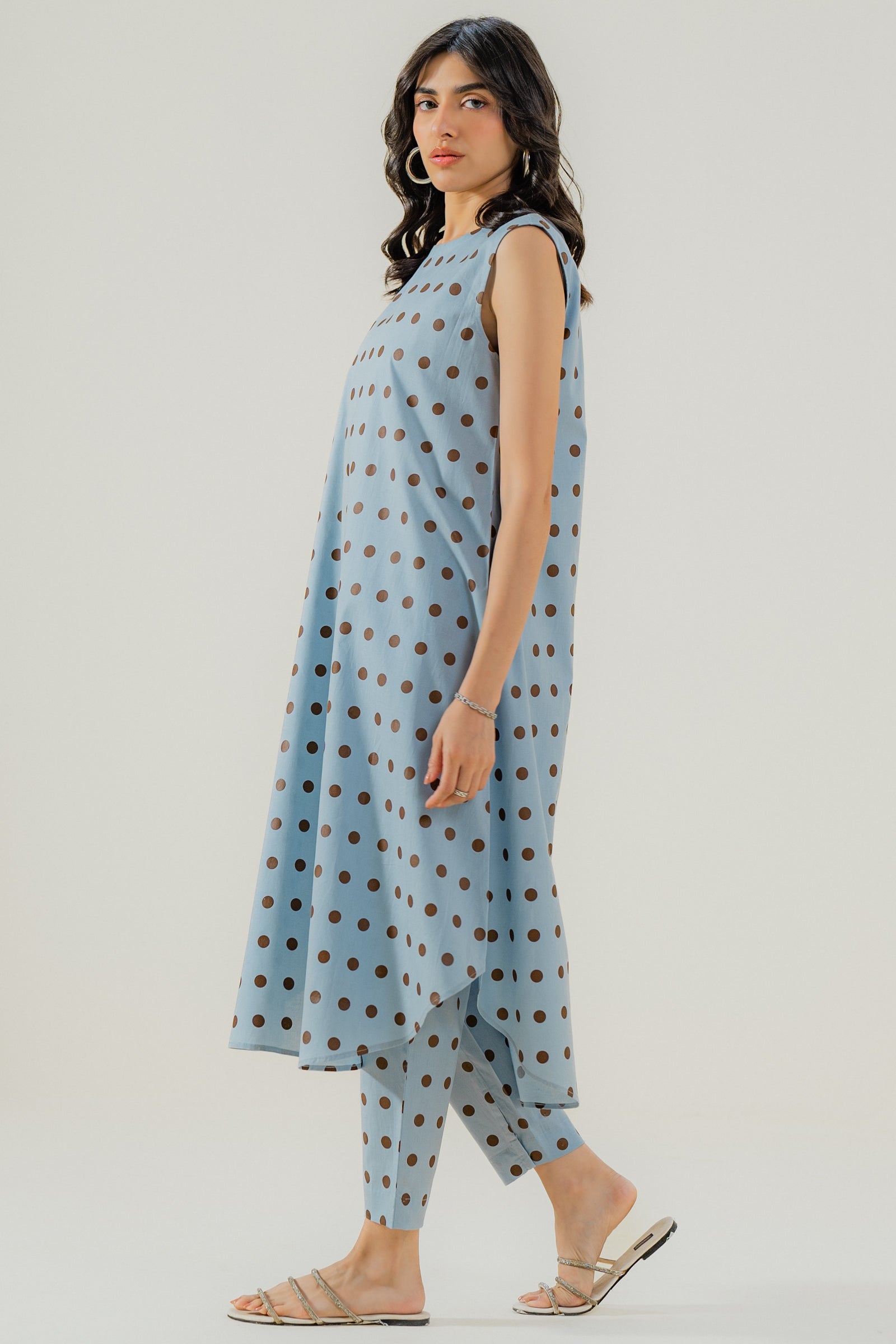 Blue Polka Sleeveless 2 piece