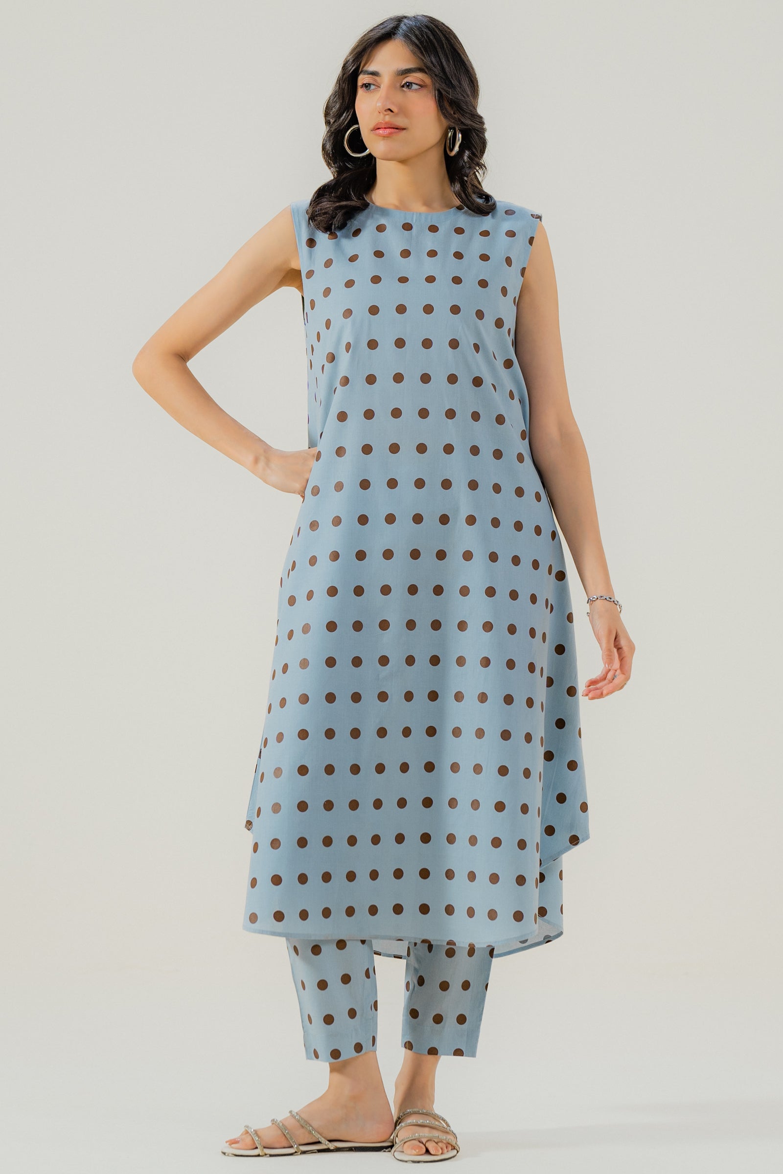 Blue Polka Sleeveless 2 piece