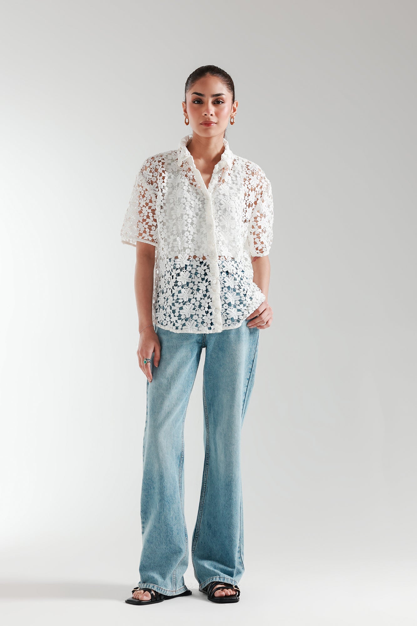 BUTTON DOWN NET TOP (E2433/108/001)